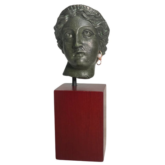 Pocket Art Head of Venus Aphrodite with Earring Roman Goddess Miniature Bust Statue