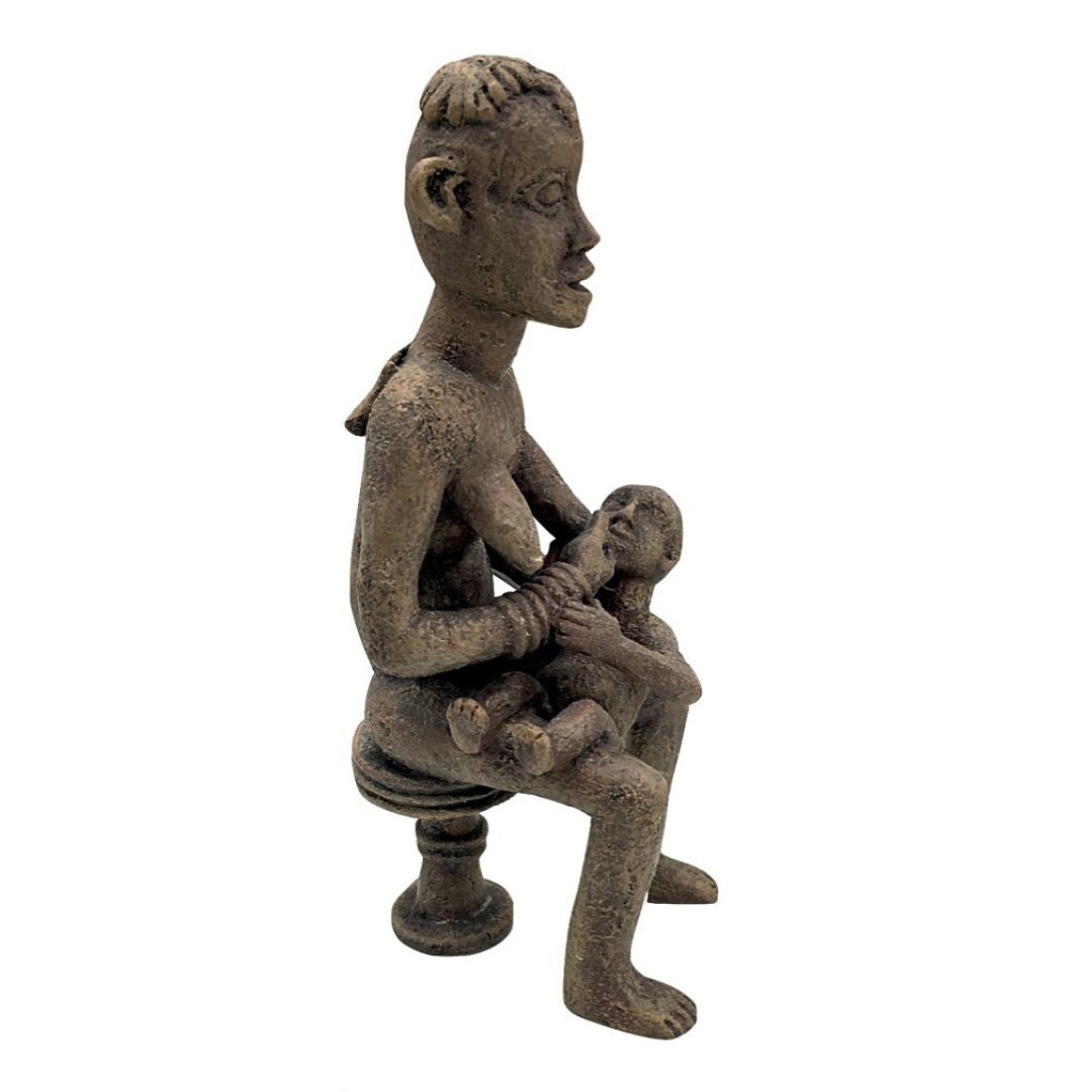 African Bangwa Anyi: Mother of Twins Figurine Museum Replica 6H