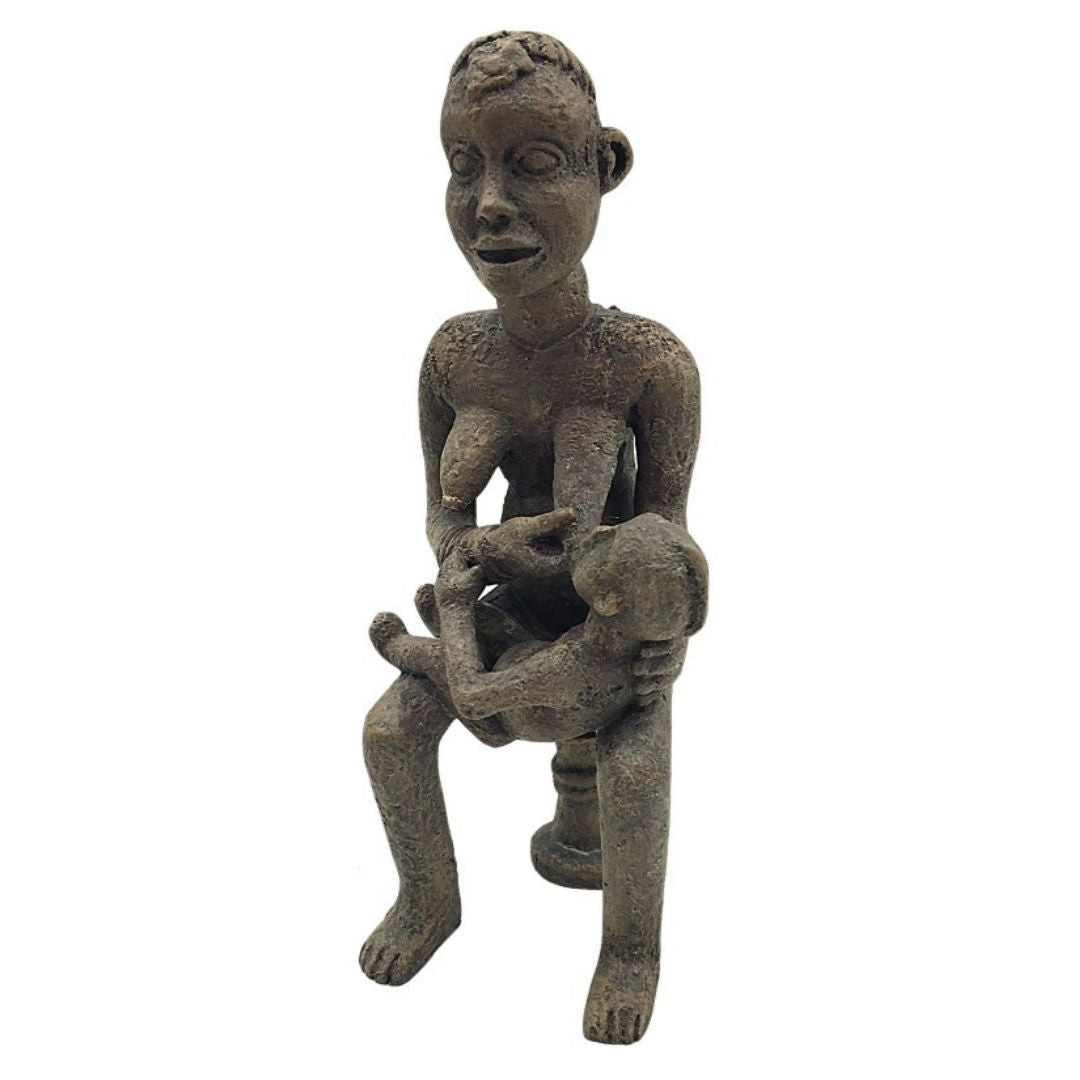 African Bangwa Anyi: Mother of Twins Figurine Museum Replica 6H