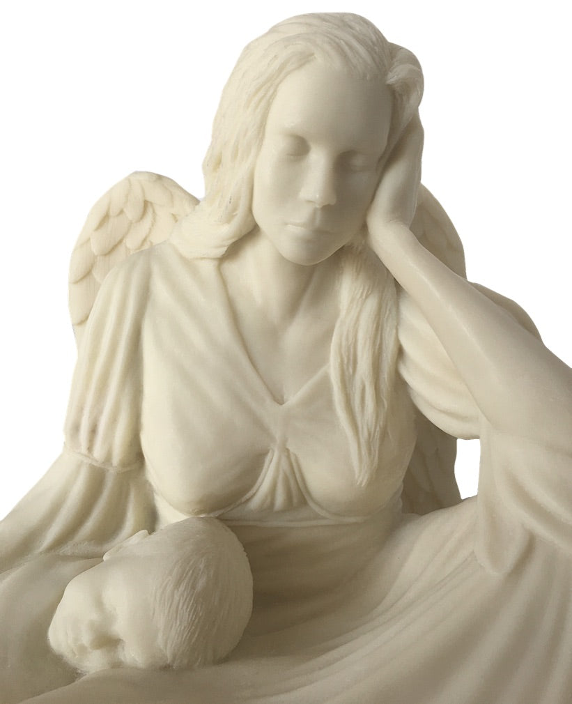 Seated Angel with Child Garden Statue, 12.5-Inch Decorative Figure
