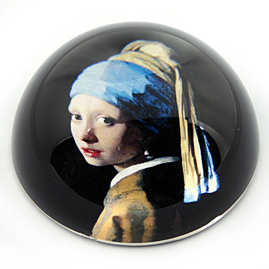Girl with Pearl Earring Glass Paperweight by Johannes Vermeer