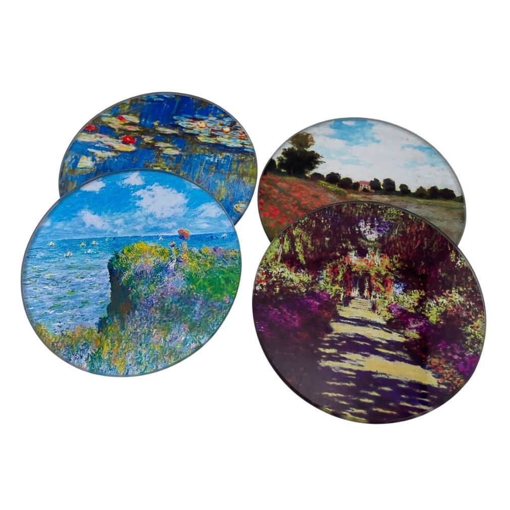 Monet Impressionism Paintings Bar Drink Glass Coasters Set of 4