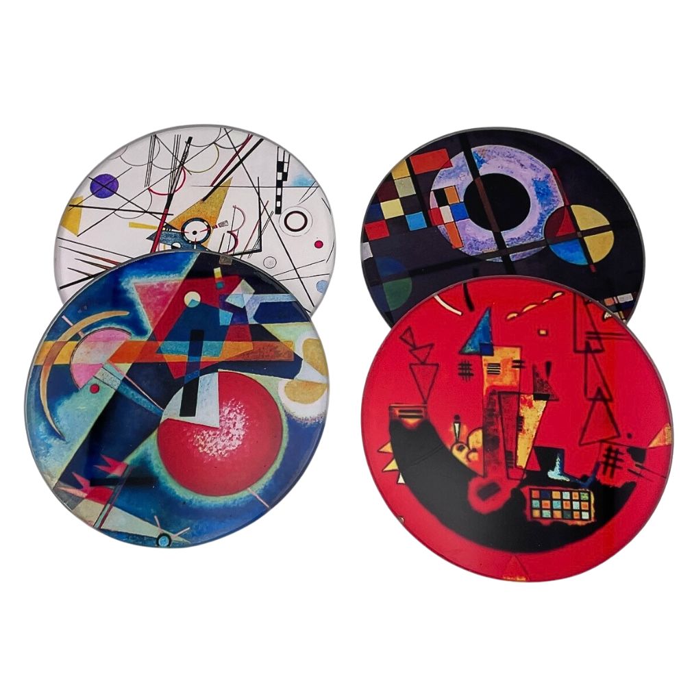 Kandinsky Modern Paintings Bar Drink Glass Coasters Set of 4