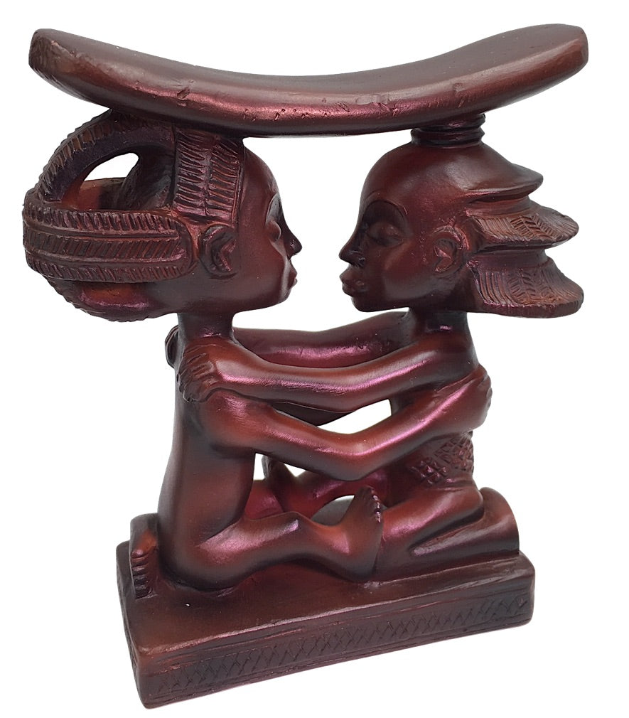 Luba Couple West African Congo Wedding Headrest Statue Man Woman