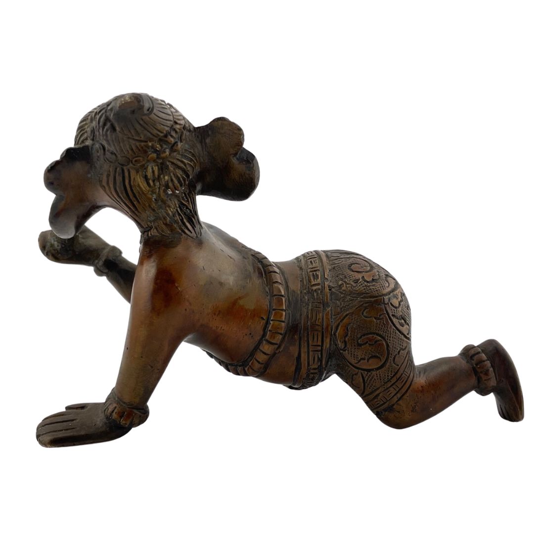 Crawling Baby Ganesh Hindu Bronze Statue Paperweight 5L