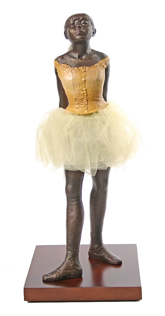 Reproduction of Edgar Degas' Little Dancer of Fourteen Years with Fabric Skirt Sculpture