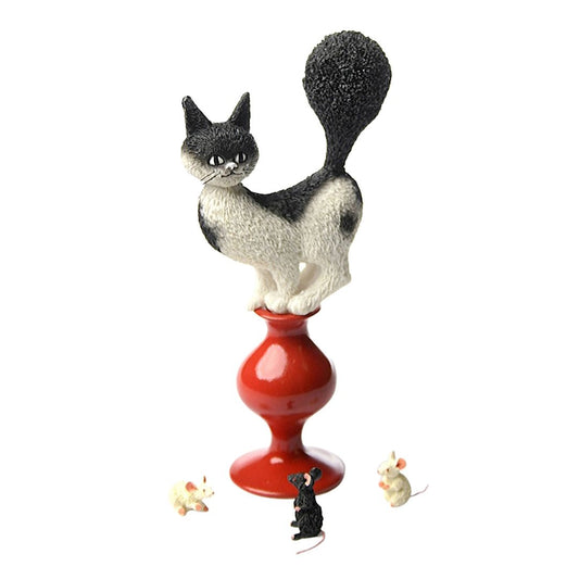Escape Plan Cat on Stool Afraid of Mice Figurine Statue by Dubout