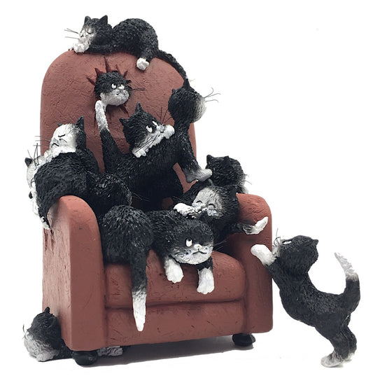 Kittens on a Highback Chair Save Me a Seat by Dubout Figurine