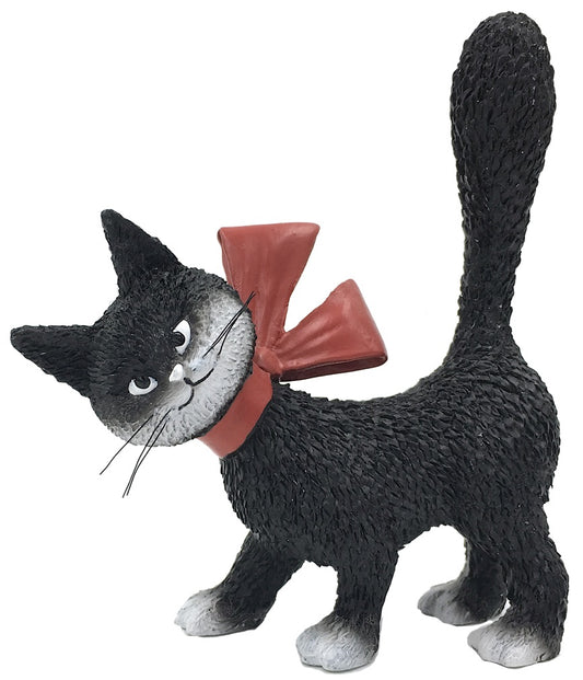 Cat La Minette Black So Cute with Red Bow and Tail Up Figurine by Dubout