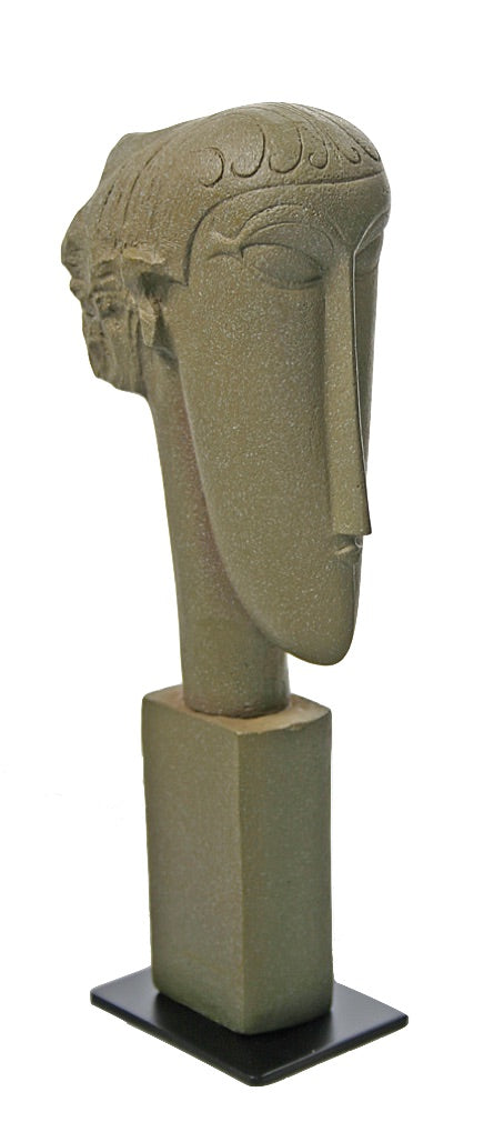 Modigliani Head with metal base, 8.75in.H - MO06