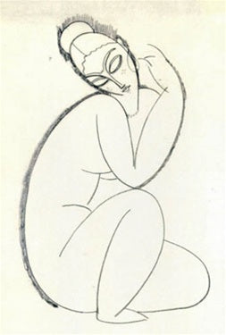 Pocket Art Modigliani Abstract Female Nude Kneeling Miniature Statue