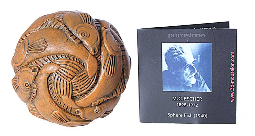 Pocket Art Sphere and Fish Pattern Tessellation Miniature Statue by Escher