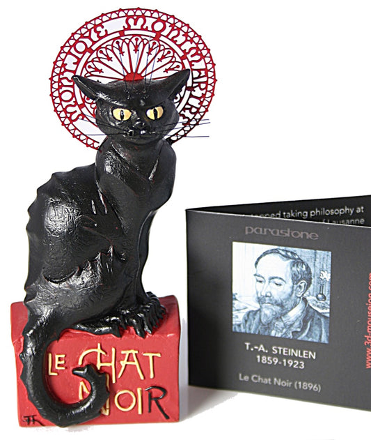 Pocket Art Le Chat Noir Black Cat Miniature Statue by Steinlen