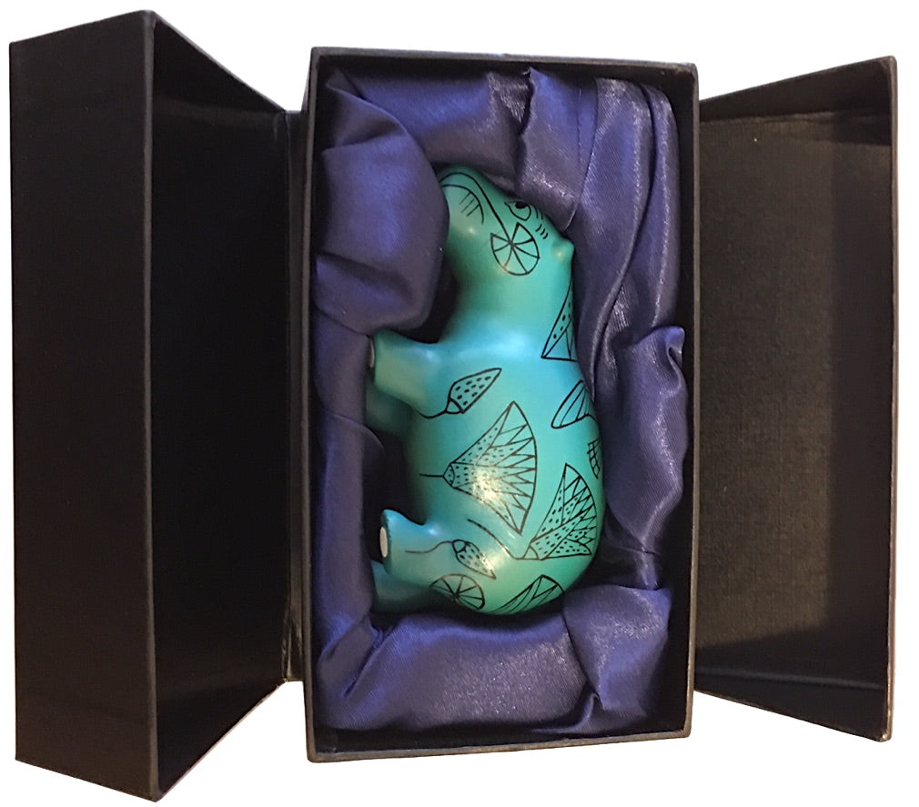 Pocket Art Egyptian Hippo Blue Miniature Statue 4L