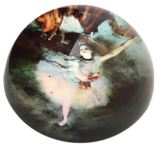 Degas Ballerina Dancer White Glass Dome Desk Paperweight 3W