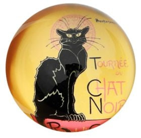 Le Chat Noir Black Cat Montmartre Paris Glass Paperweight by Steinlen