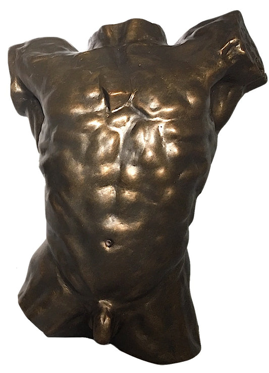 Rodin Male Nude Torso Desktop Statue 10.25H