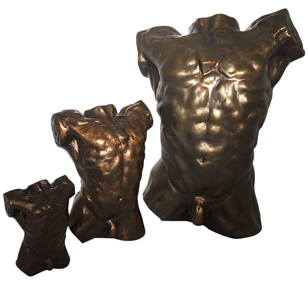Rodin Male Nude Torso Desktop Statue 10.25H