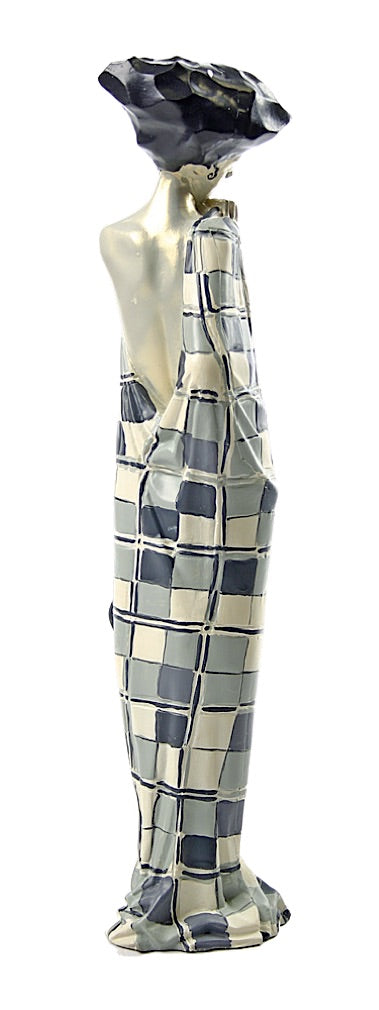 Gertie Schiele in Checkered Cloth Statue by Egon Schiele
