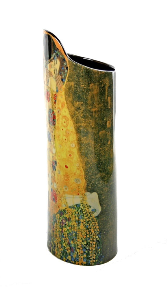 Klimt The Kiss Museum Art Masterpiece Lovers Yellow Ceramic Flower Vase