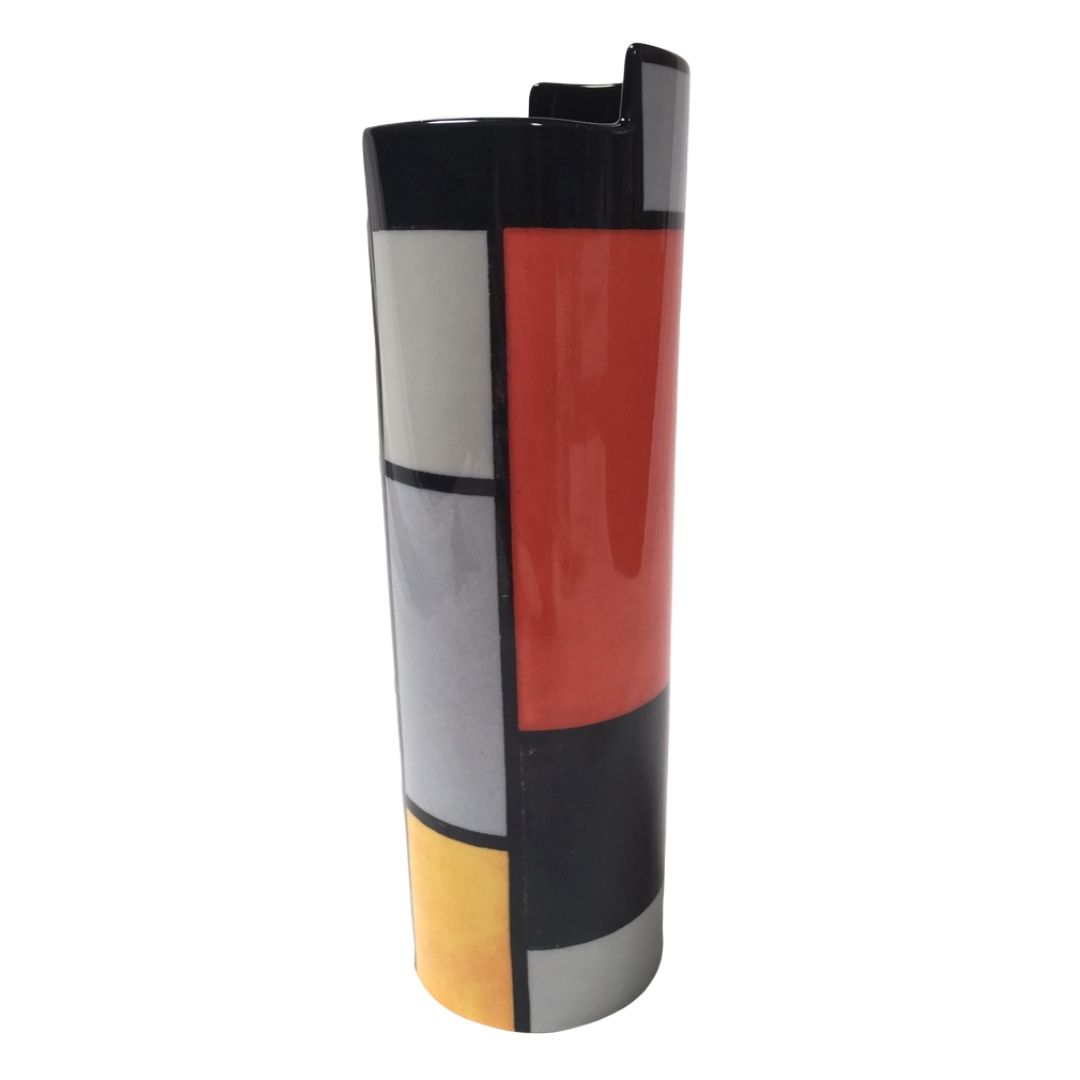Mondrian Modern Art Red Yellow Blue Black Ceramic Flower Vase