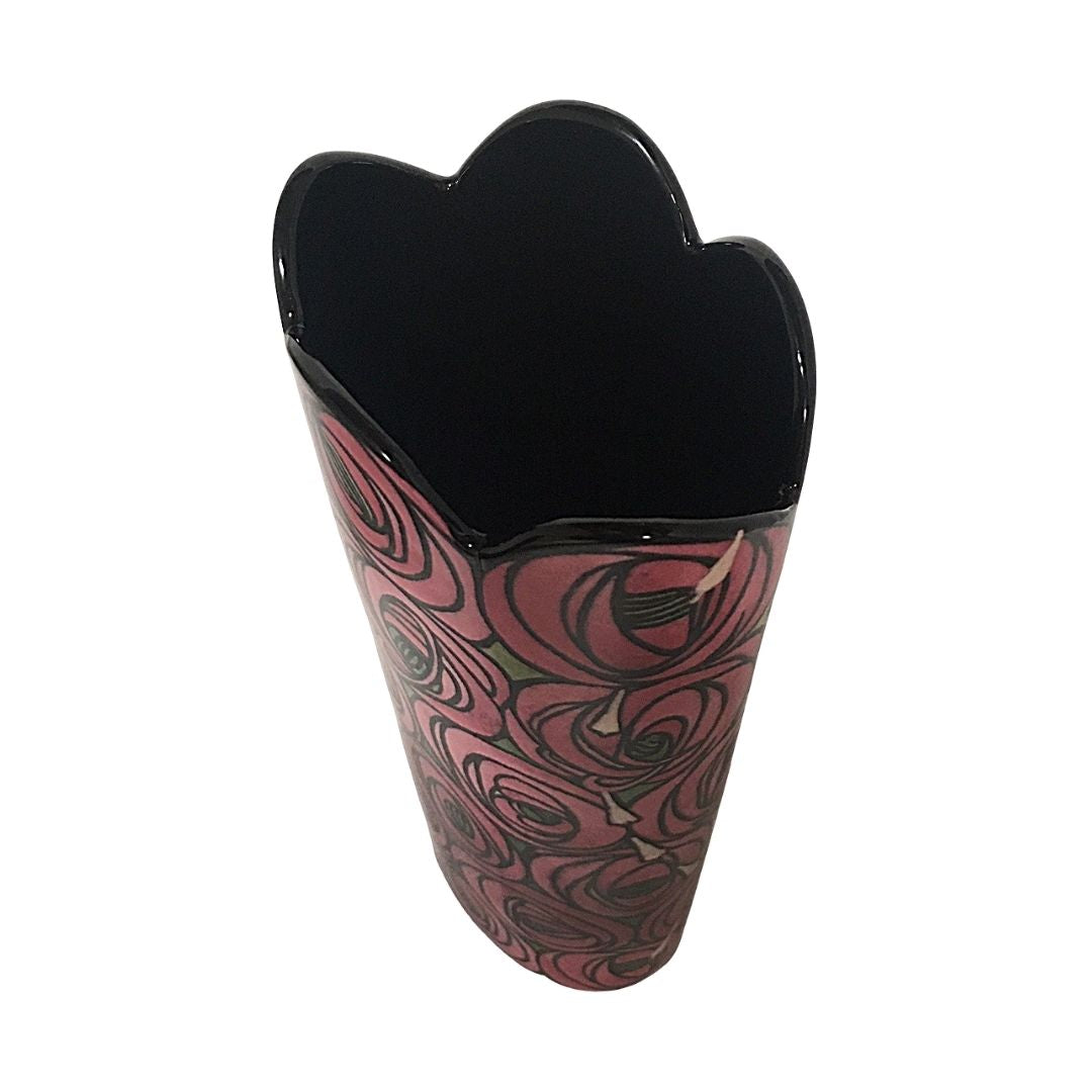 Mackintosh Pink Roses and Teardrops Ceramic Museum Flower Vase 10.2H