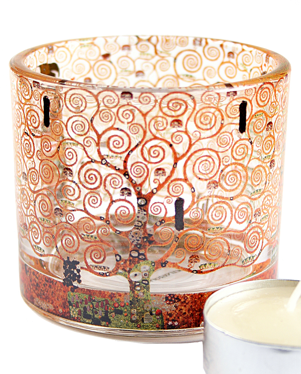Klimt Expectation and Tree of Life Glass Tealight Candleholder