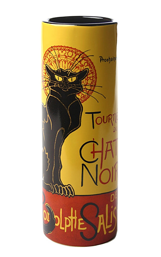 Steinlen Le Chat Noir Black Cat Paris Montmartre Ceramic Bud Vase