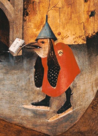 Bird with Letter by Bosch from Temptation of St Anthony, Medium