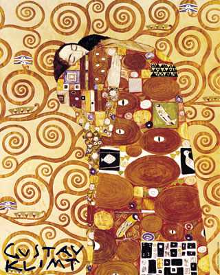 Fulfillment Man and Woman Hugging Statue by Gustav Klimt