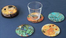 Renoir Paintings Glass Coasters Set of 4 with Storage Stand