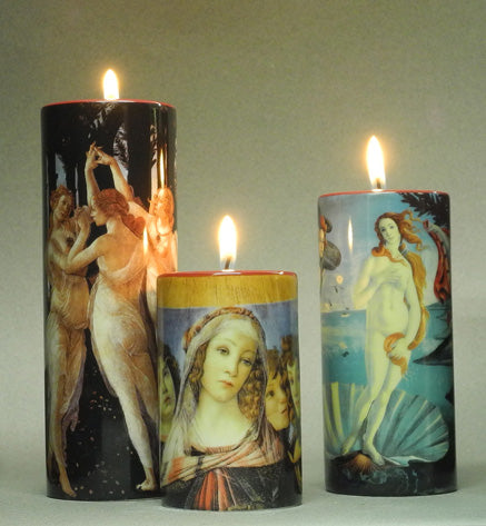Botticelli Women Venus Three Graces Mary Tealight Ceramic Candleholder Set of Three 5.9H