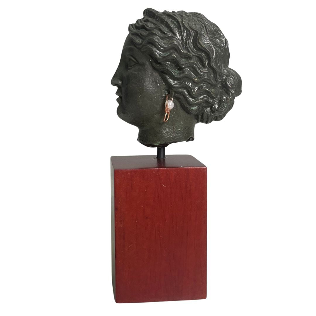 Pocket Art Head of Venus Aphrodite with Earring Roman Goddess Miniature Bust Statue