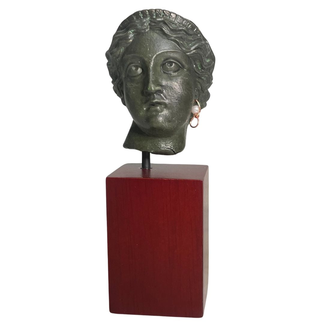 Pocket Art Head of Venus Aphrodite with Earring Roman Goddess Miniature Bust Statue