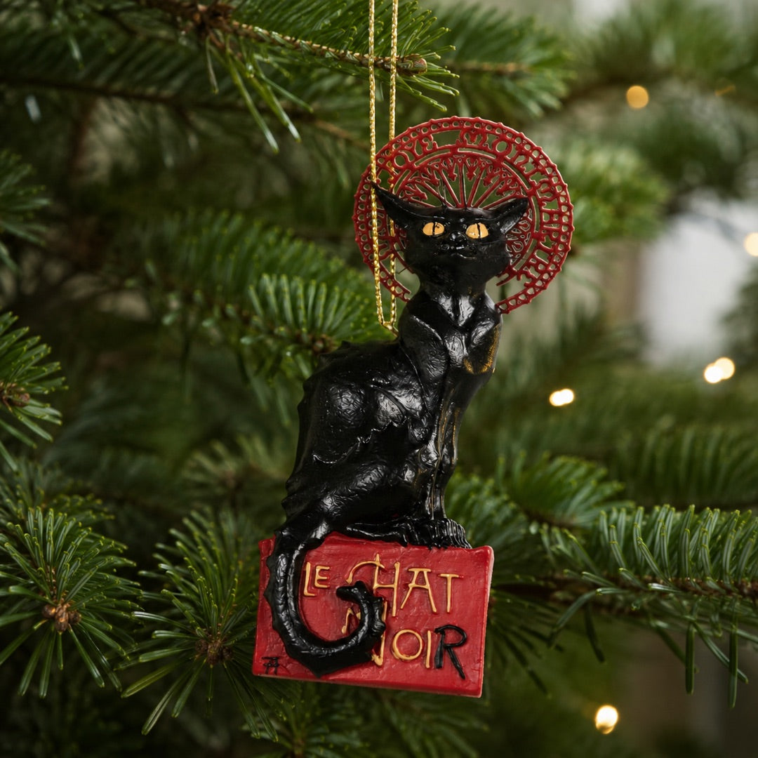 Le Chat Noir Black Cat Christmas Ornament by Steinlen