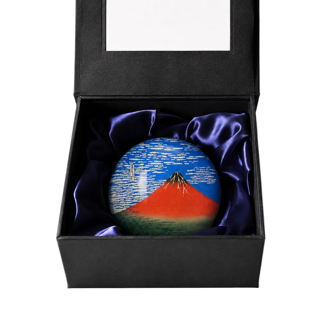 Hokusai Mt Fuji Glass Dome Desk Paperweight 3W