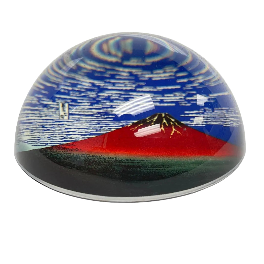 Hokusai Mt Fuji Glass Dome Desk Paperweight 3W