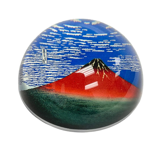Hokusai Mt Fuji Glass Dome Desk Paperweight 3W