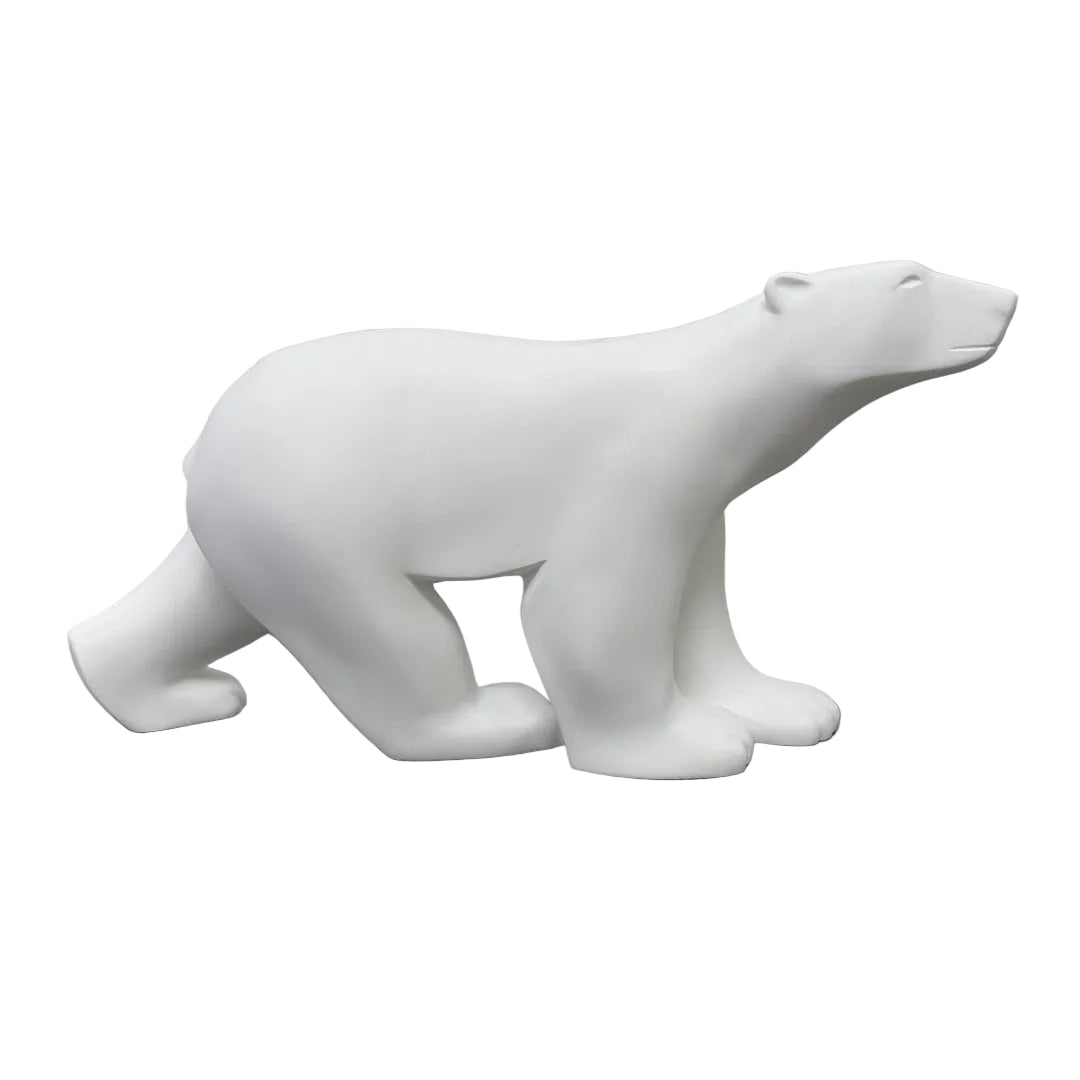side view Reproduction of Pompon's White Polar Bear desk statue by Parastone