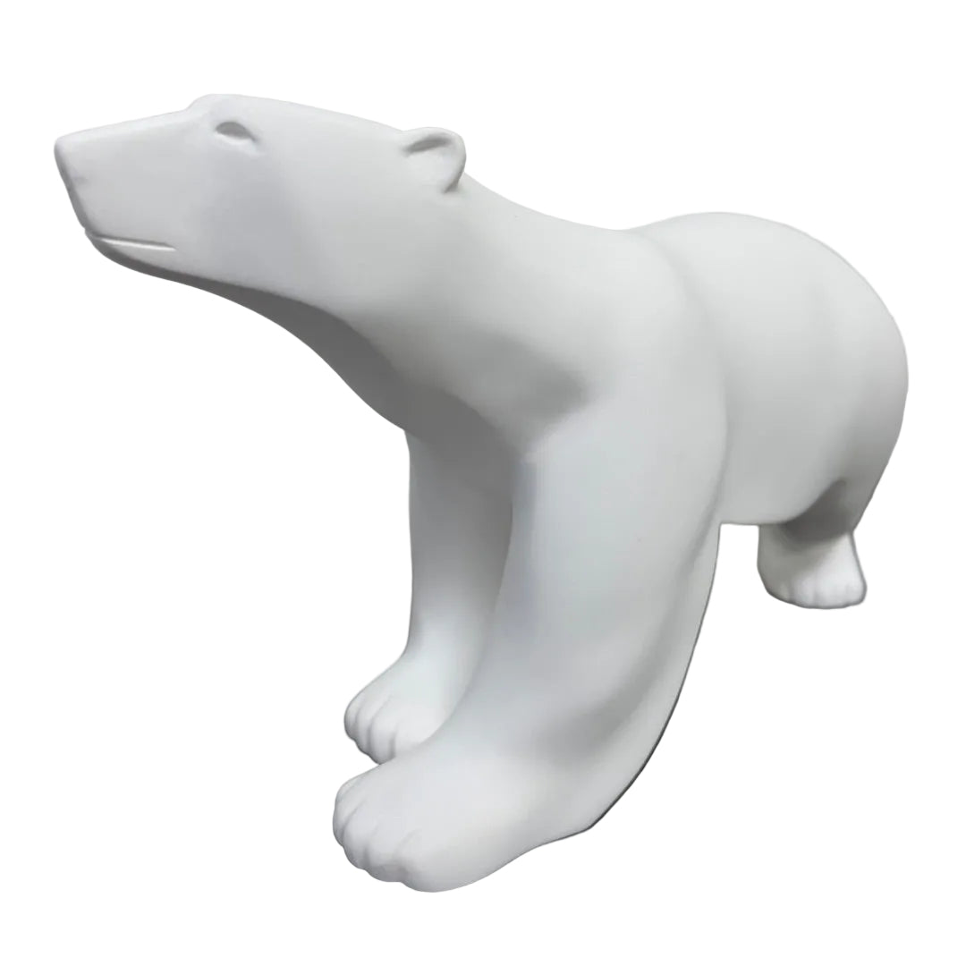 front 3/4 view Reproduction of Pompon's White Polar Bear desk statue by Parastone