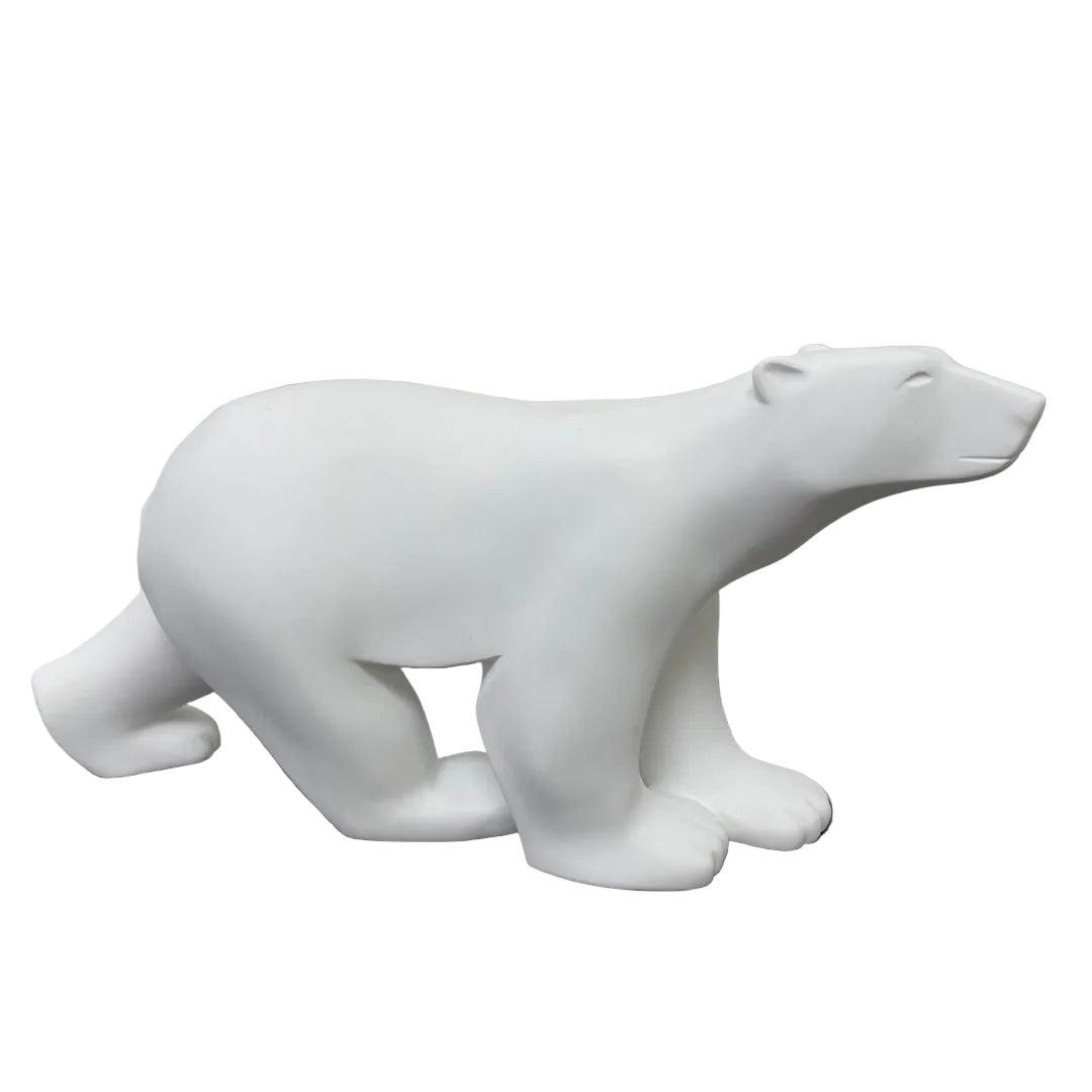 side view Reproduction of Pompon's White Polar Bear desk statue by Parastone