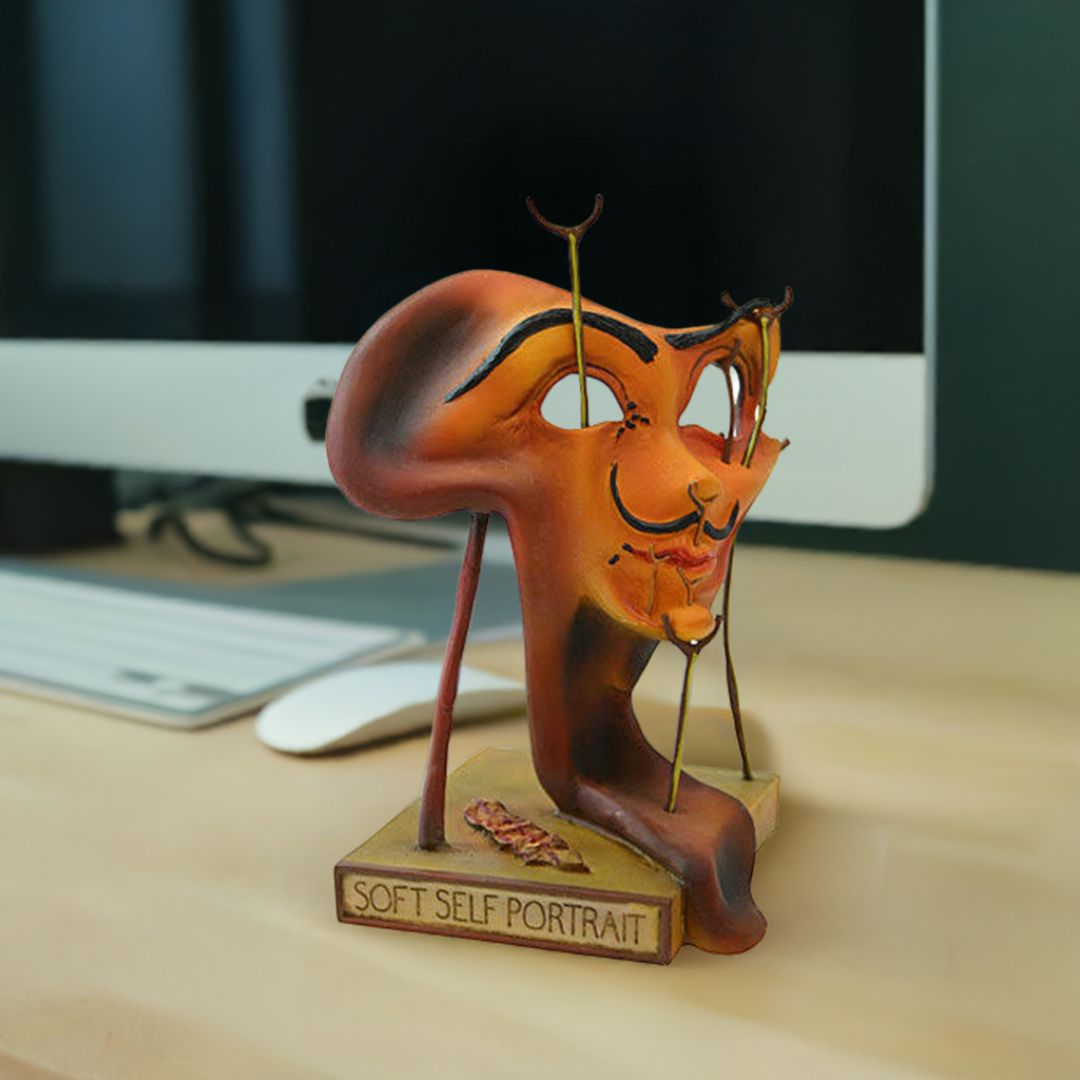 Self-portrait with Fried Bacon Surrealism Statue by Salvador Dali
