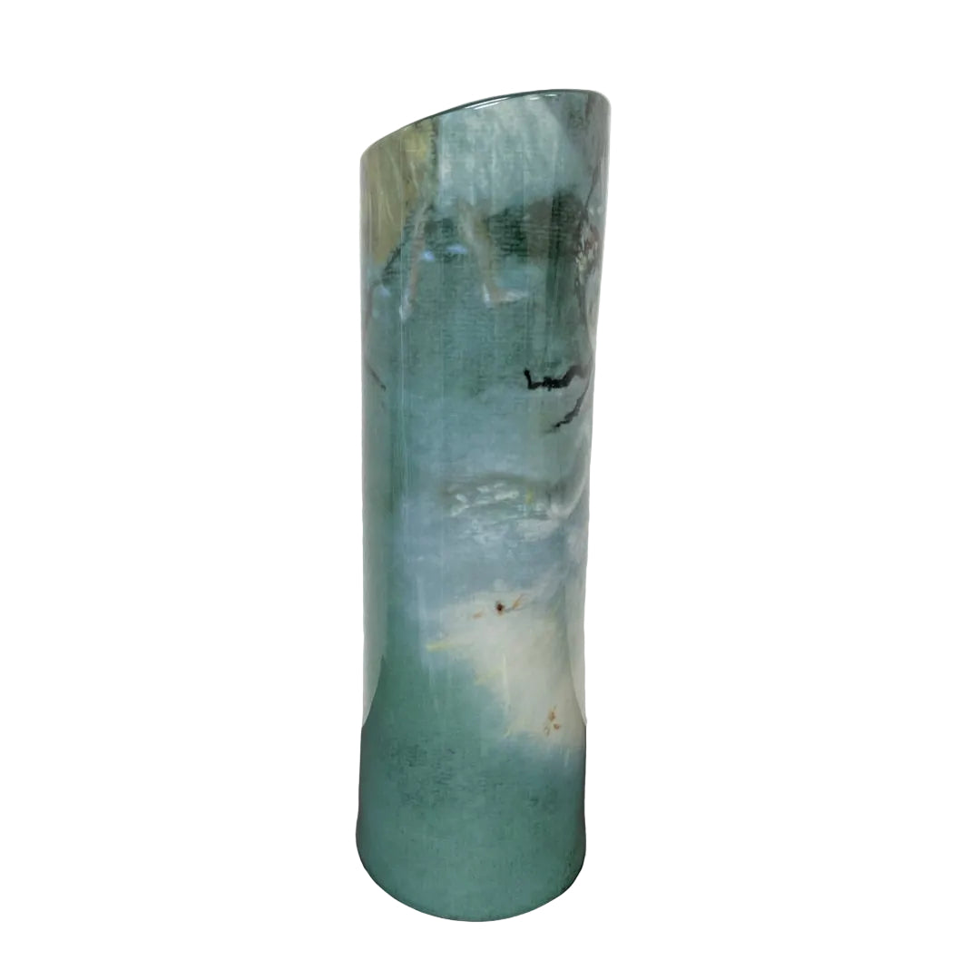 Degas Dancer Ballerina Green Blue Ceramic Flower Vase