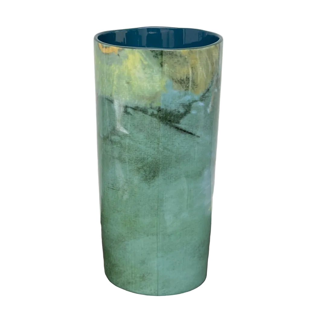 Degas Dancer Ballerina Green Blue Ceramic Flower Vase