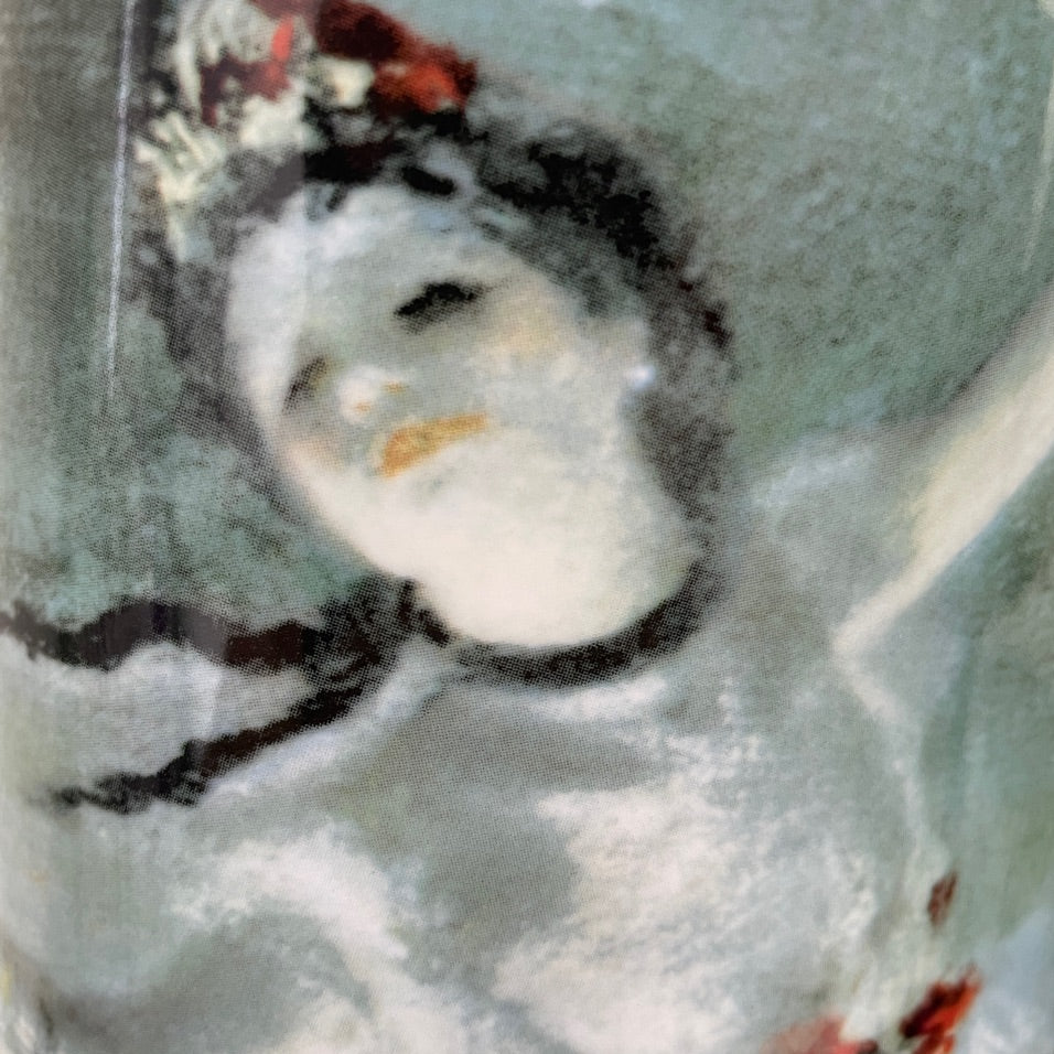 Degas Dancer Ballerina Green Blue Ceramic Flower Vase