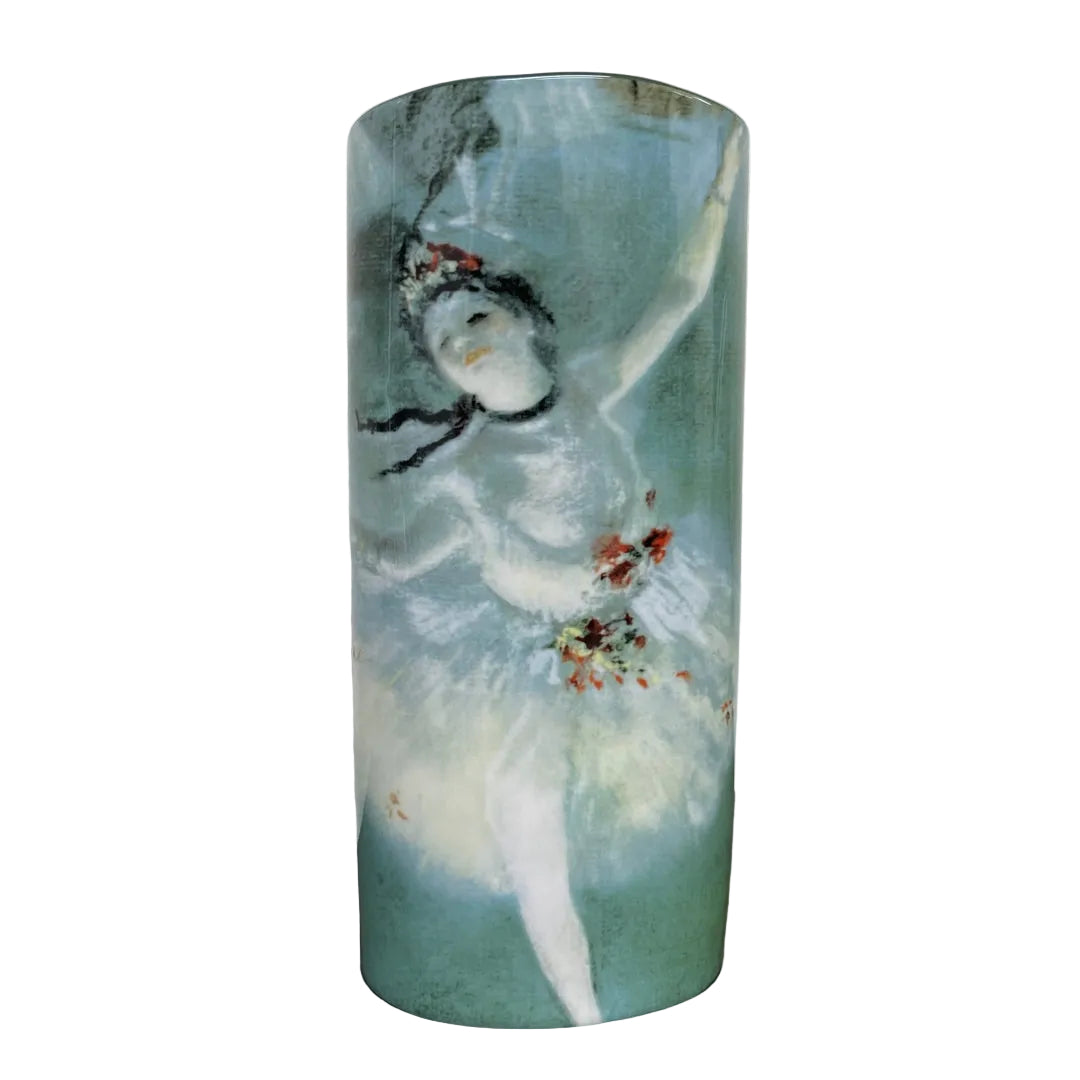 Degas Dancer Ballerina Green Blue Ceramic Flower Vase