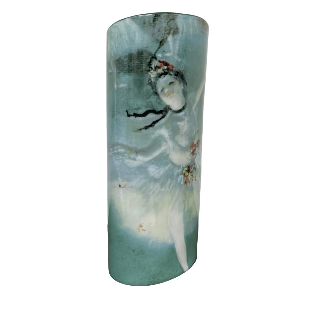 Degas Dancer Ballerina Green Blue Ceramic Flower Vase
