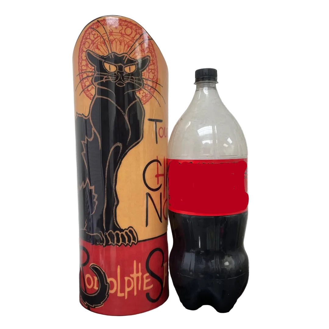 Steinlen Chat Noir Black Cat Round Ceramic Flower Vase XL 15H - Special Order