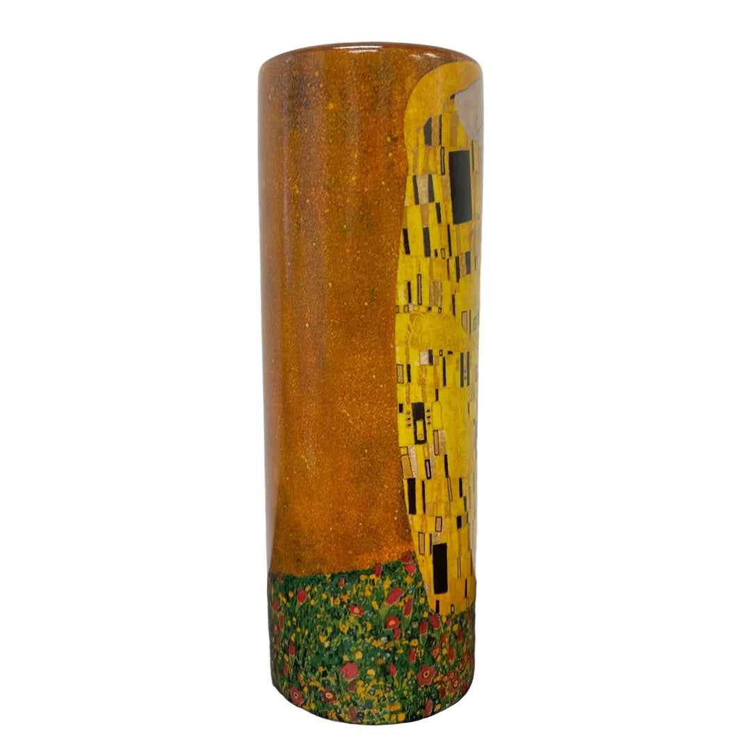Klimt The Kiss Lovers Embrace Ceramic Flower Bud Small Vase 7H