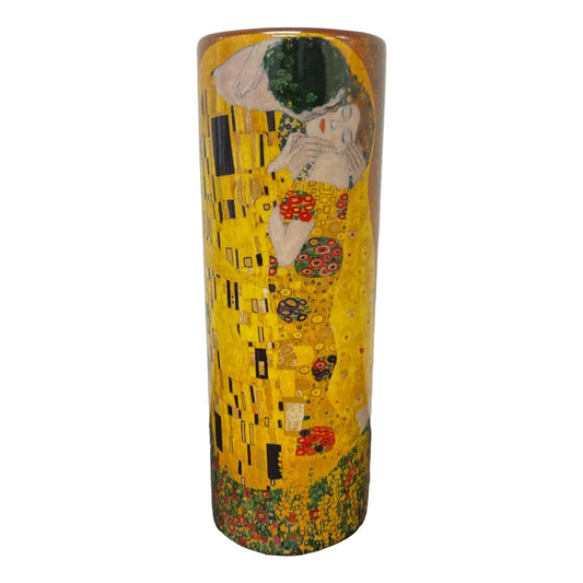 Klimt The Kiss Lovers Embrace Ceramic Flower Bud Small Vase 7H